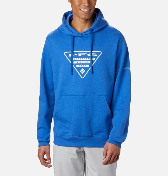 Columbia PFG Triangle Hoodies Blue White For Men's NZ35281 New Zealand